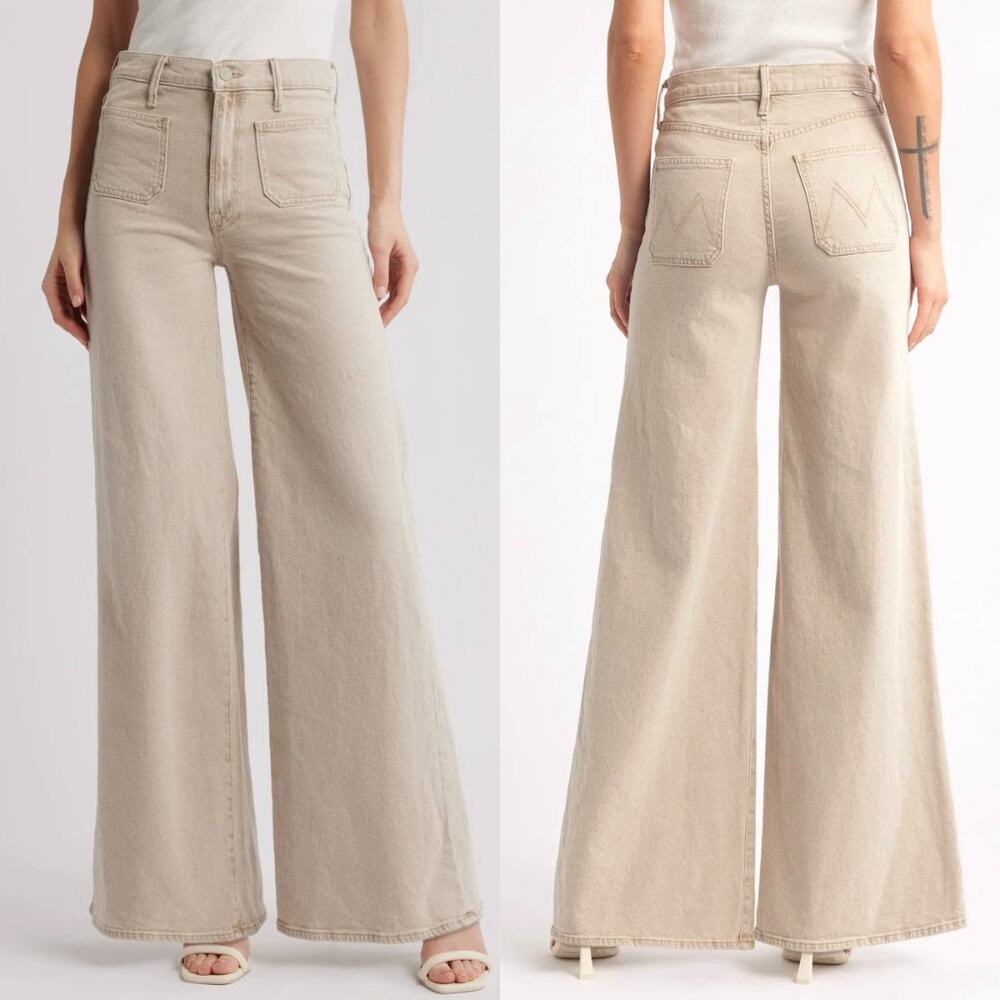 MOTHER Patch Pocket Undercover Sneak High Rise Wide Leg Jeans Size 30 Caramel - Picture 7 of 11